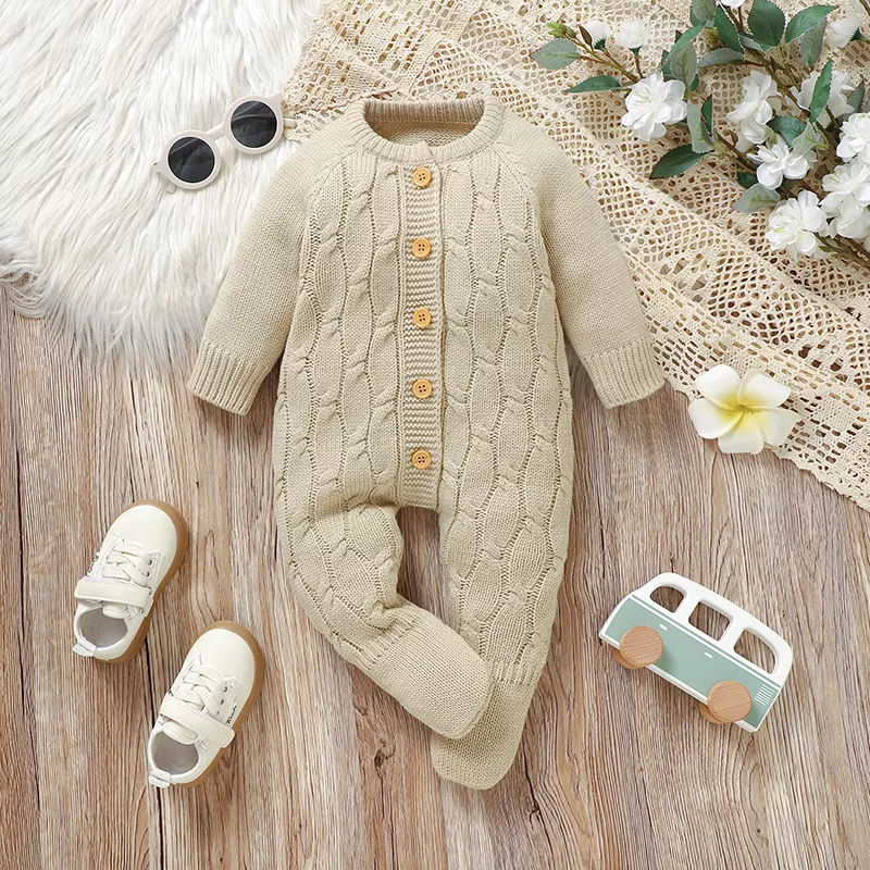 Autumn Baby Romper Knit Jumpsuit for Newborn & Toddler, Unisex Footed Overalls - Image 2
