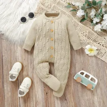 Autumn Baby Romper Knit Jumpsuit for Newborn & Toddler, Unisex Footed Overalls