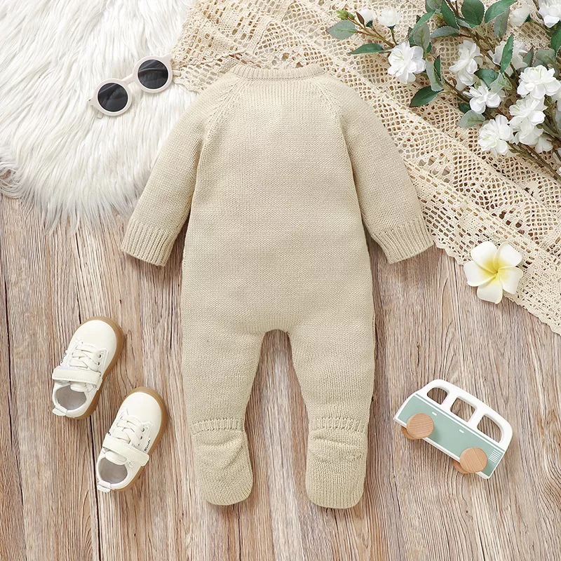 Autumn Baby Romper Knit Jumpsuit for Newborn & Toddler, Unisex Footed Overalls - Image 3