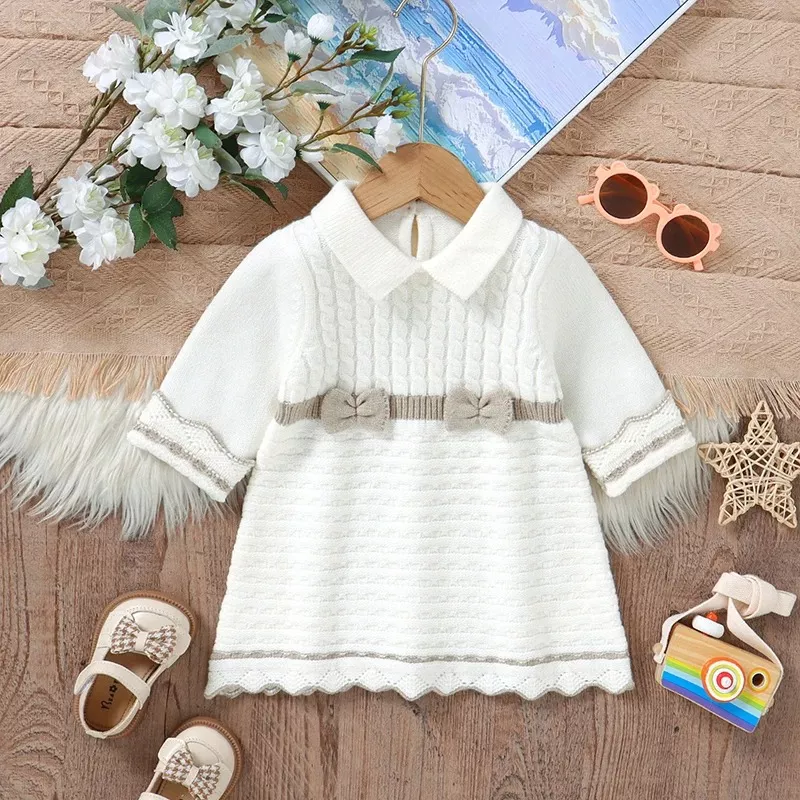Baby Sweater Dress Knit Skirt with Bow
