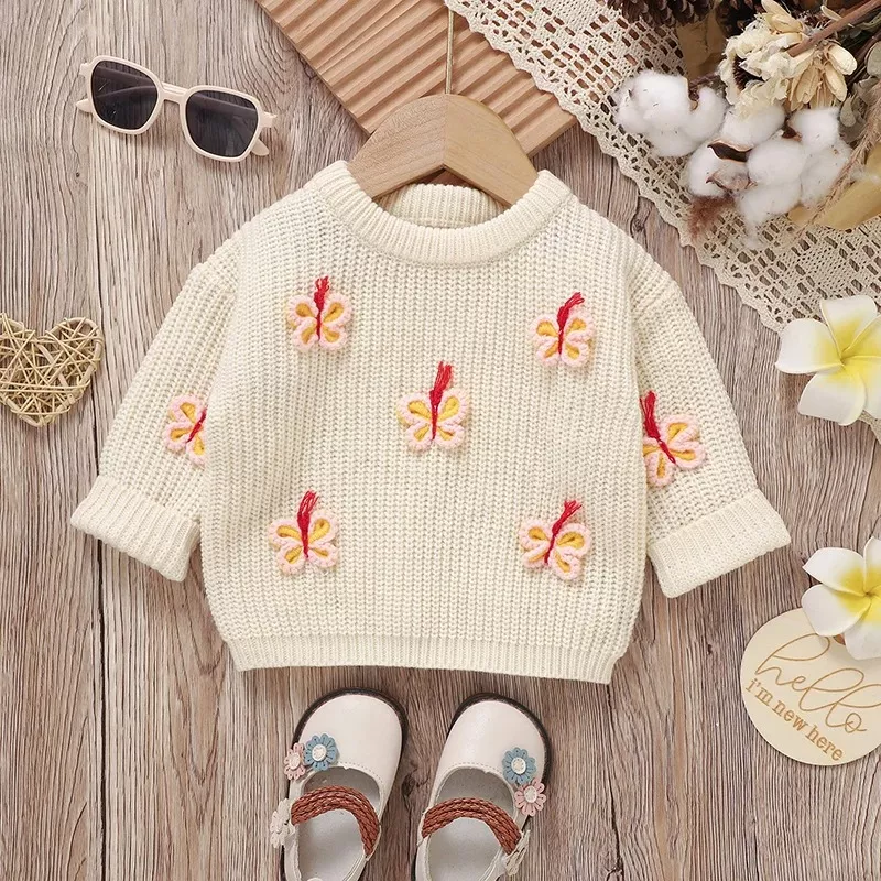 Baby Girl 3D Butterfly Knitted Pullover Sweater