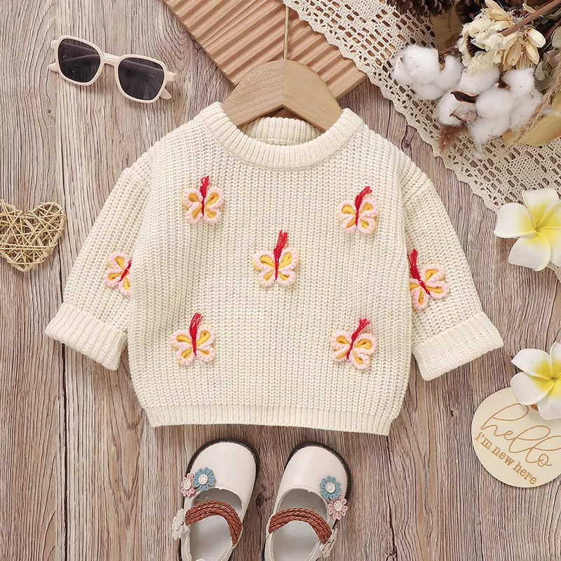Baby Girl 3D Butterfly Knitted Pullover Sweater - Image 2