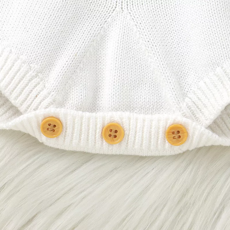 Newborn Baby Girls Cotton Knitted Long Sleeve Bodysuit Romper - Image 6