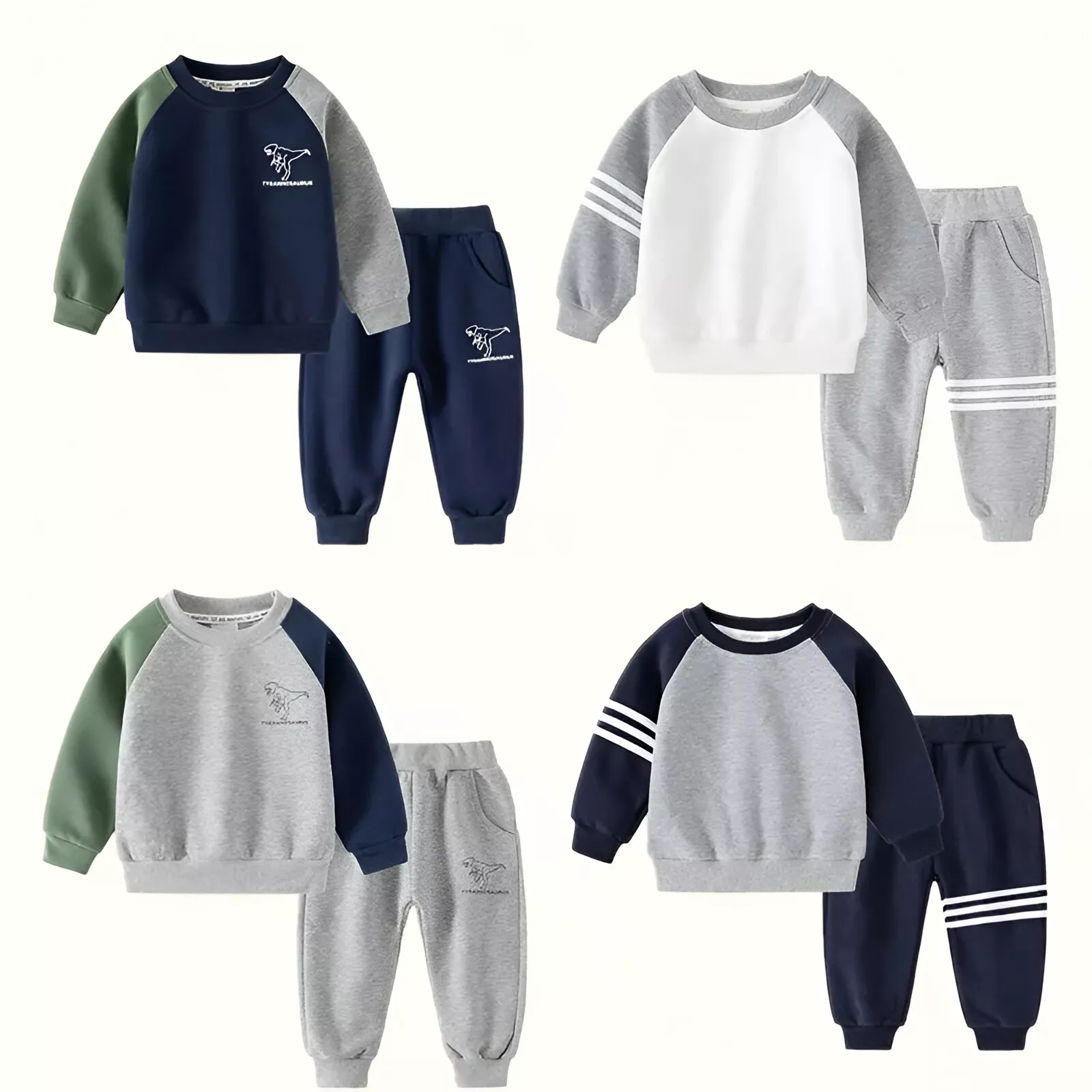 Color Patchwork Kids Boys Two-Piece Casual Tracksuit Set - Image 5