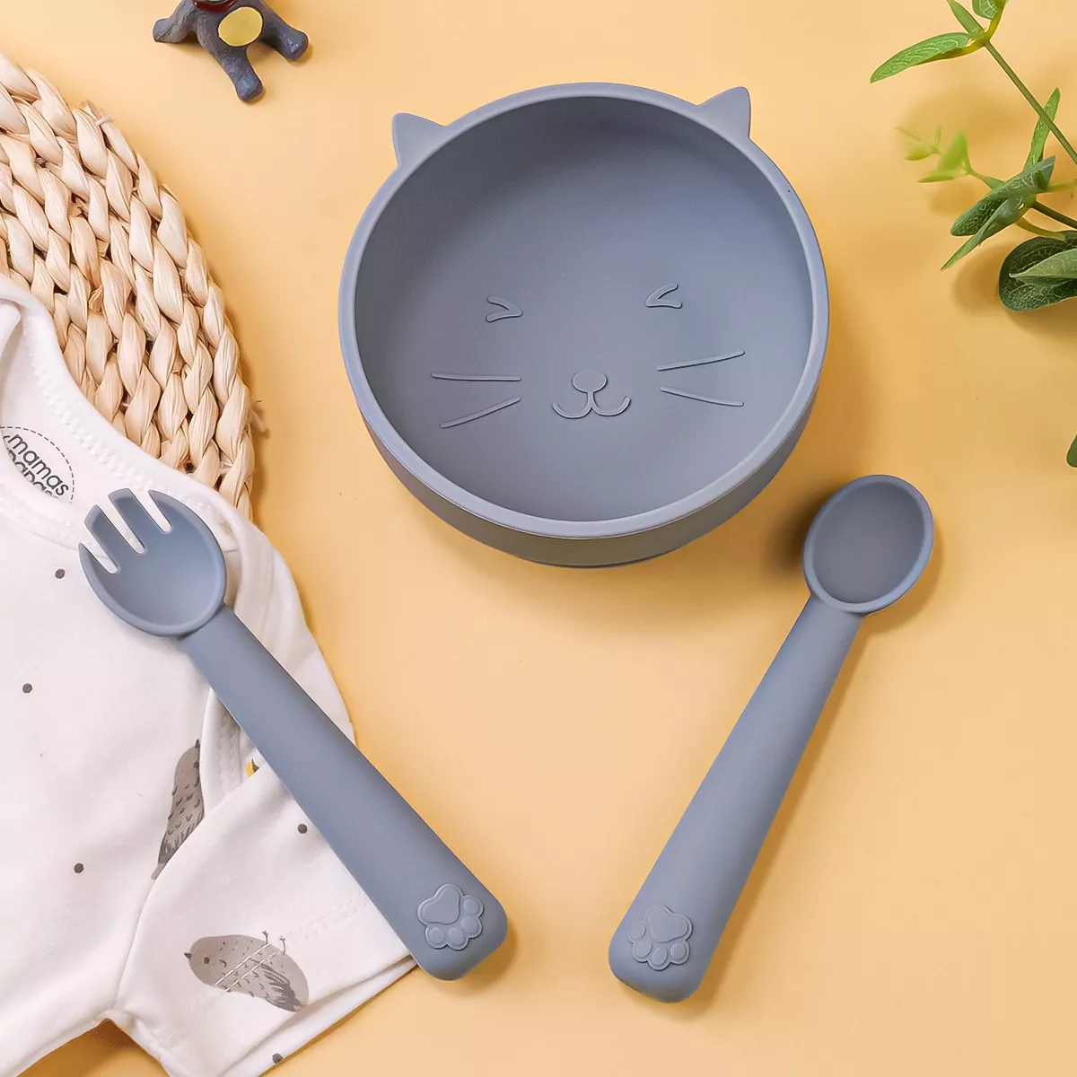 Baby Silicone Suction Bowl Plate with Feeding Spoons - Image 2