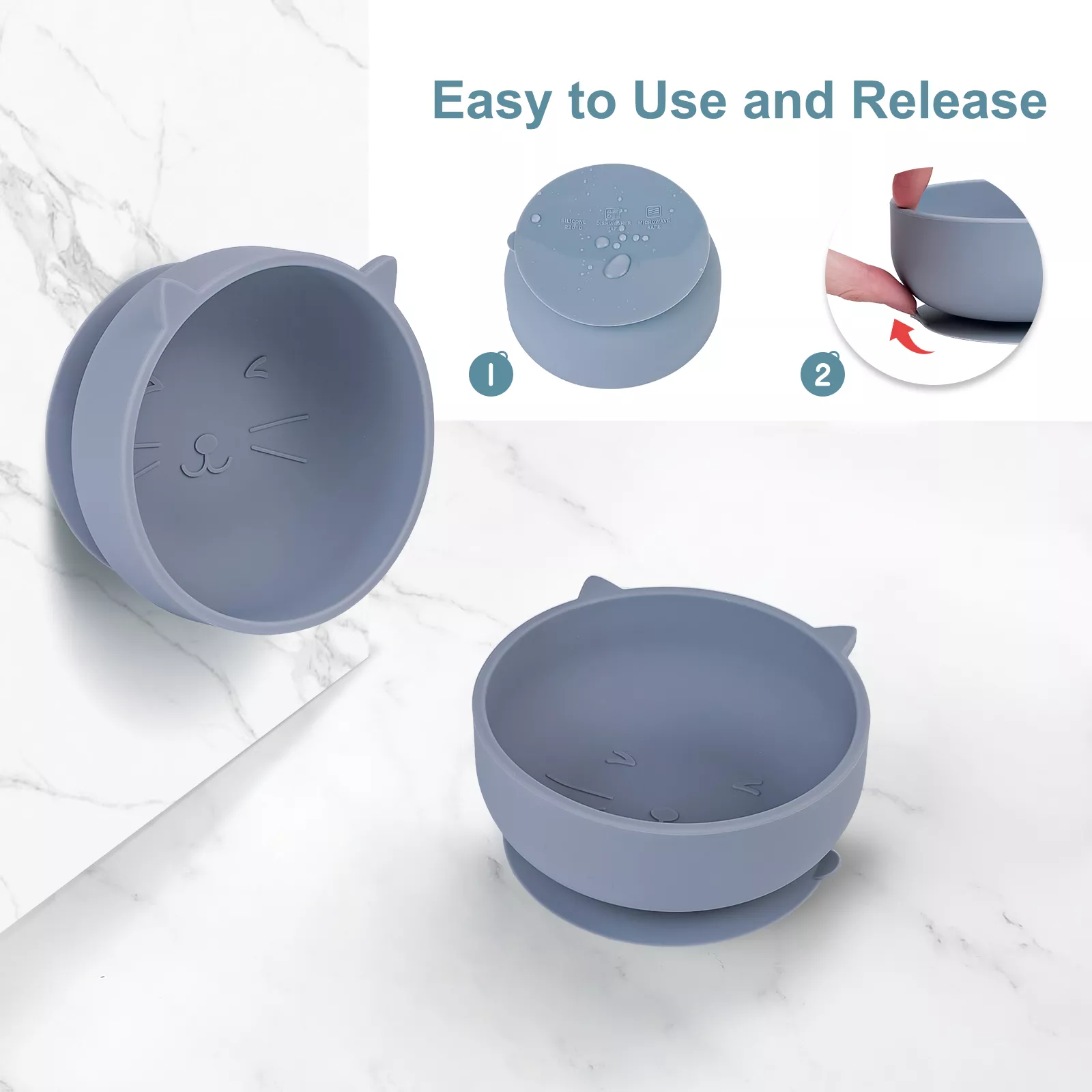 Baby Silicone Suction Bowl Plate with Feeding Spoons - Image 4