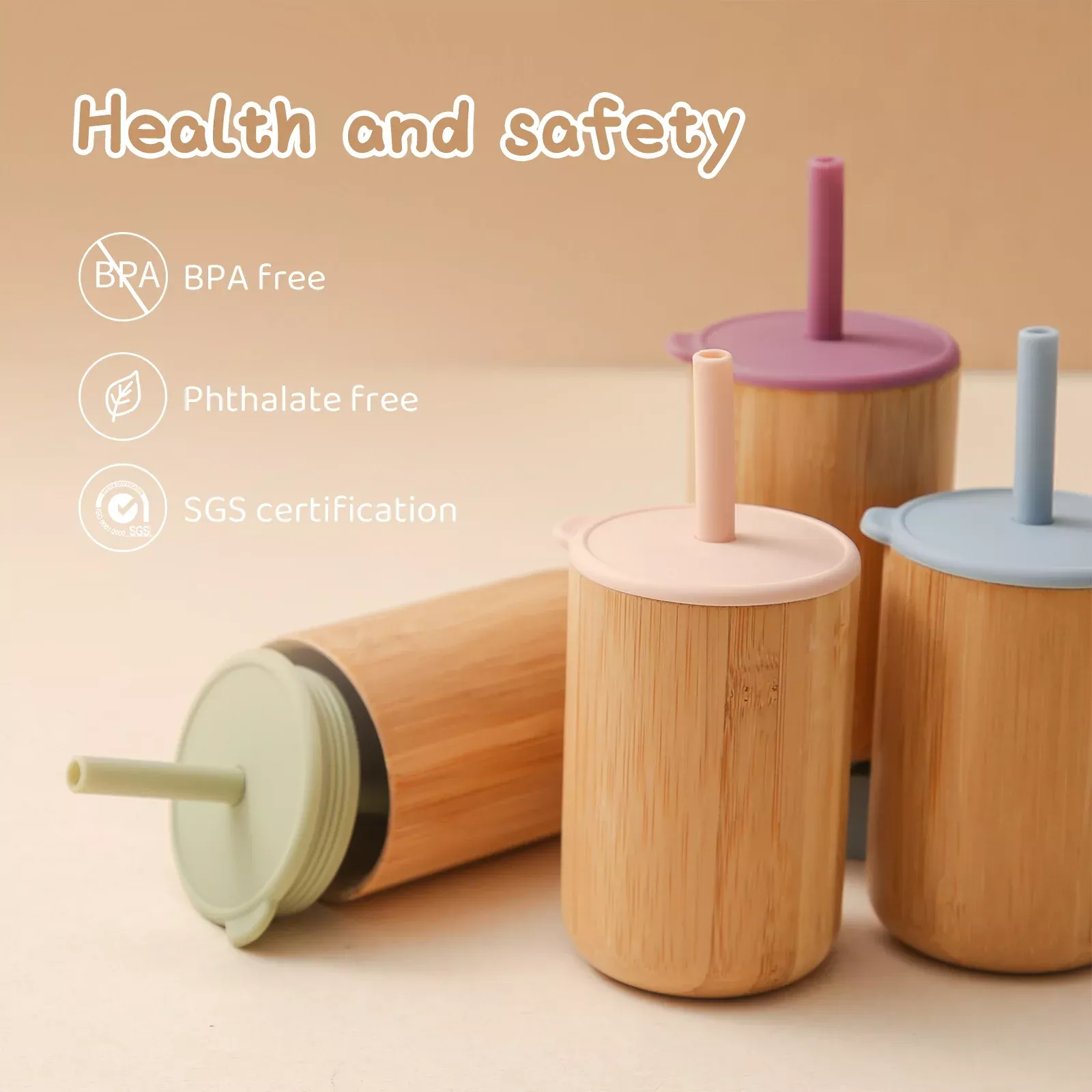 Leakproof Bamboo & Silicone Sippy Cup - Image 2