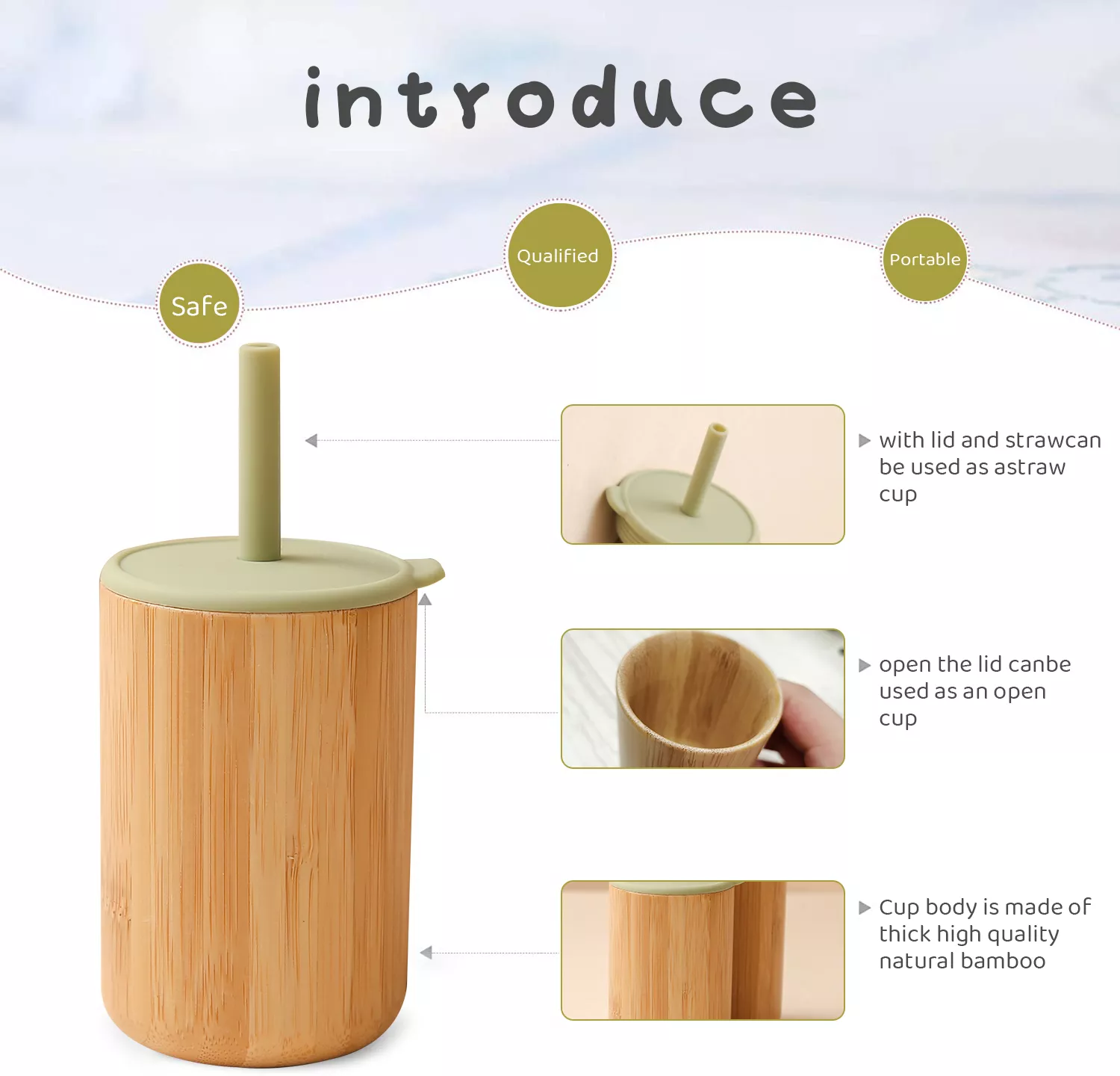 Leakproof Bamboo & Silicone Sippy Cup - Image 5