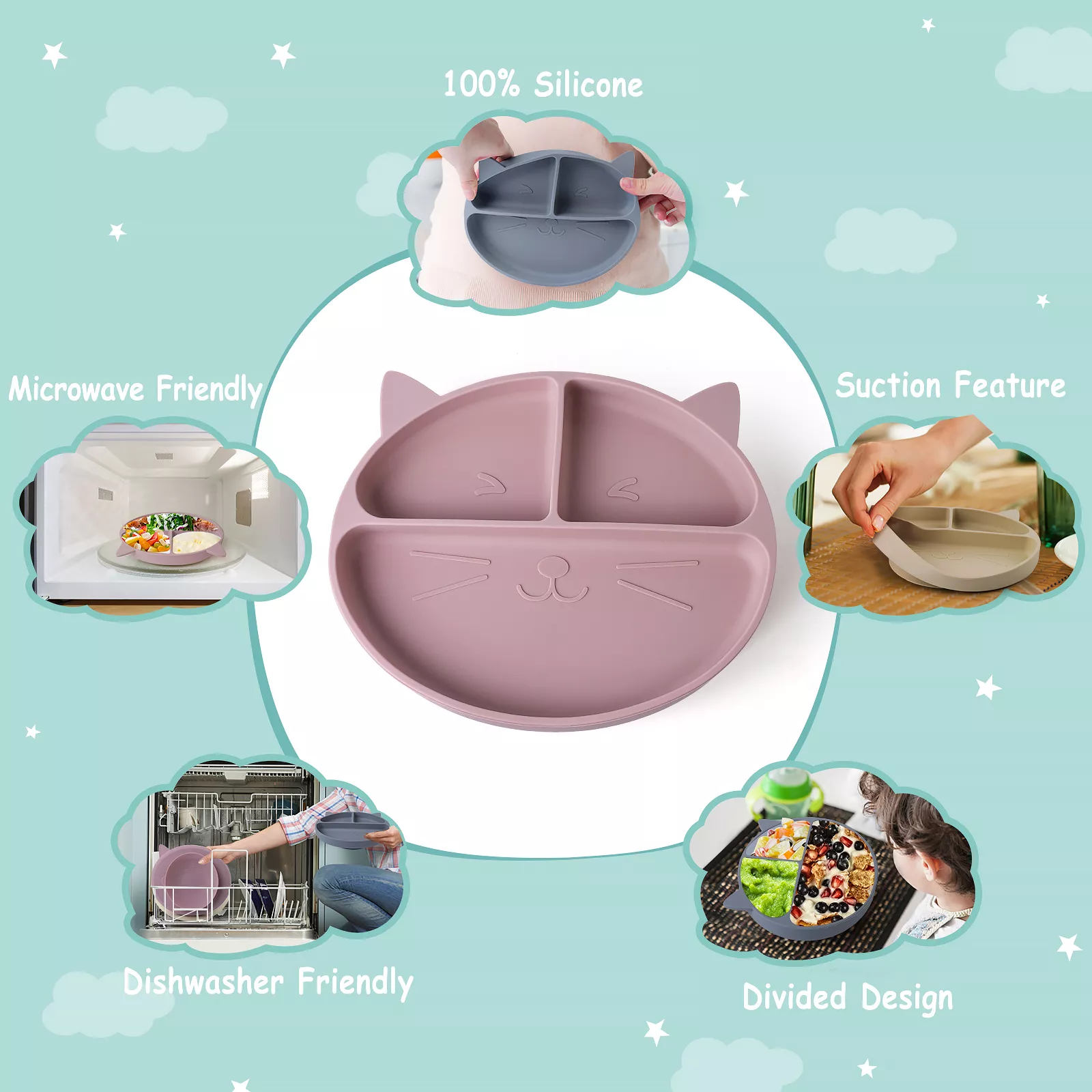3-Piece Silicone Baby Dinnerware Set - Image 4