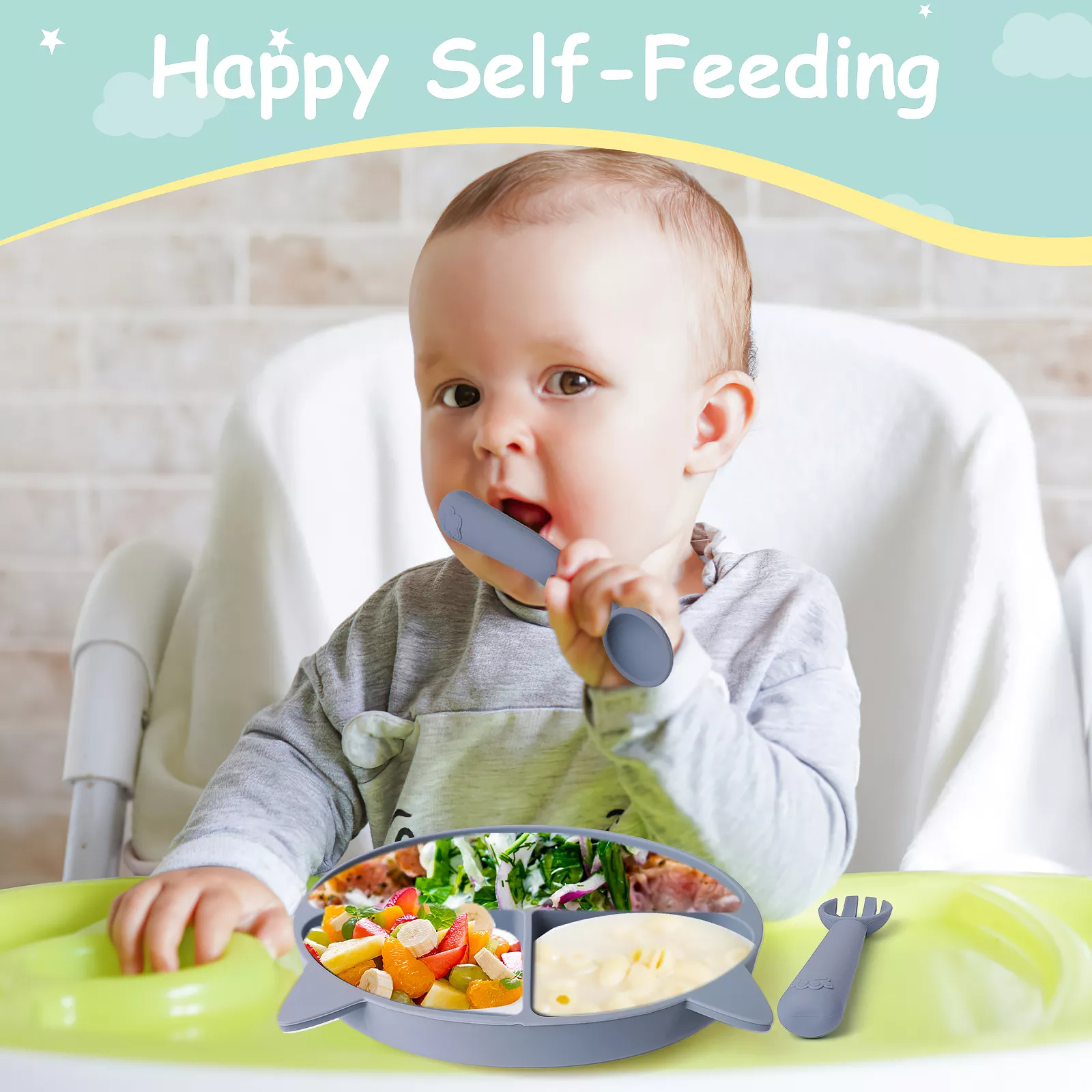 3-Piece Silicone Baby Dinnerware Set - Image 5