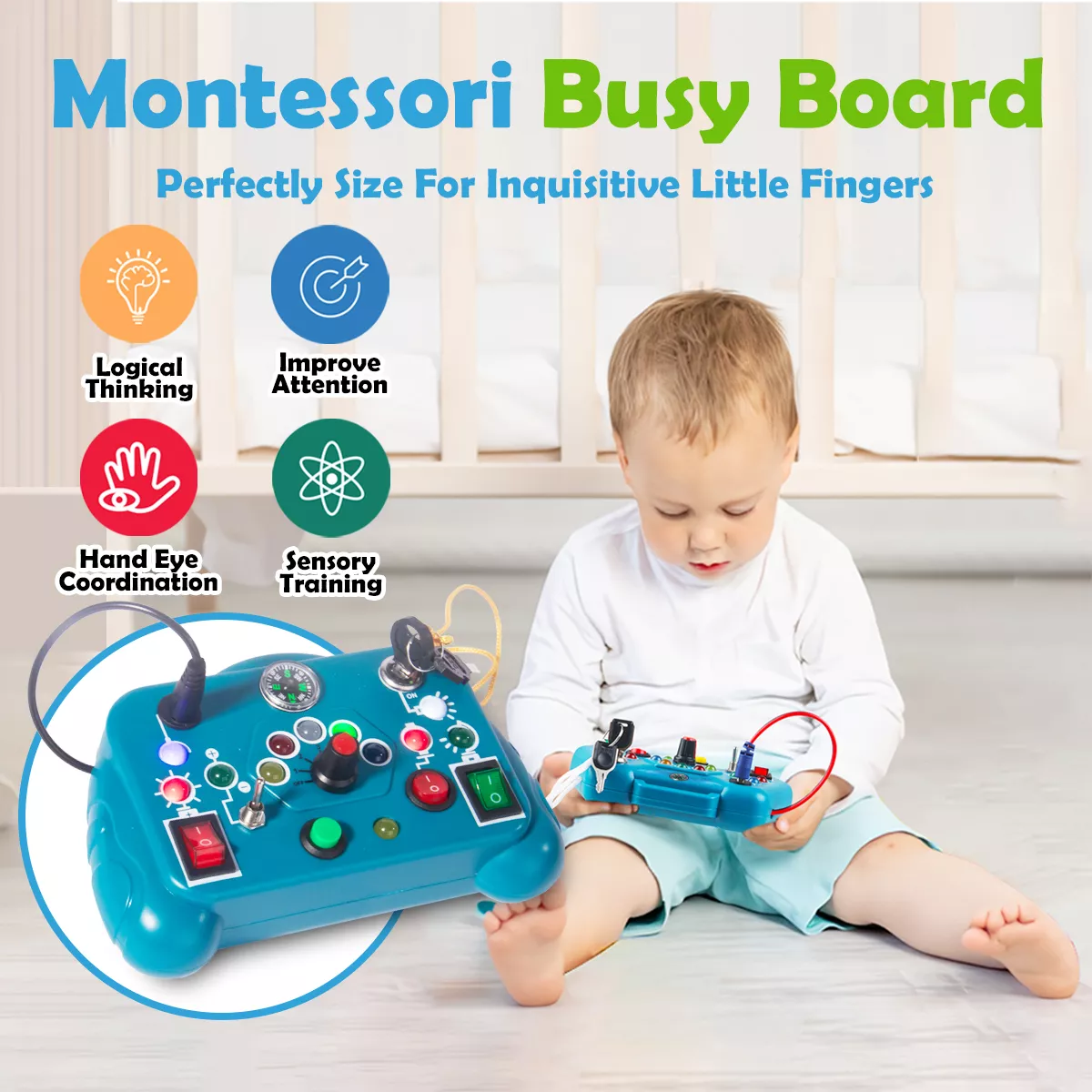 Montessori Busy Board – Educational Travel Toy for Toddlers - Image 2