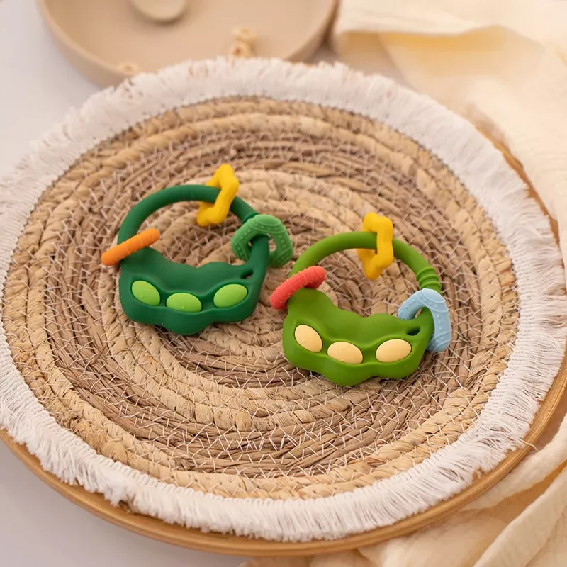 Baby Silicone Teether Pea-Shaped BPA-Free Chewing Toy for Infants - Safe, Soft, and Fun - Image 5