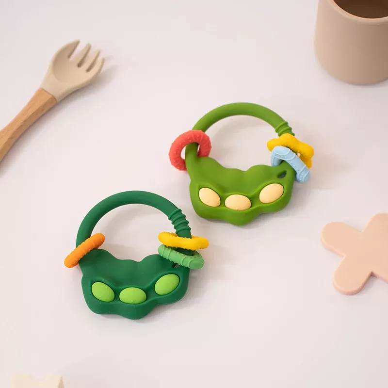 Baby Silicone Teether Pea-Shaped BPA-Free Chewing Toy for Infants - Safe, Soft, and Fun - Image 2