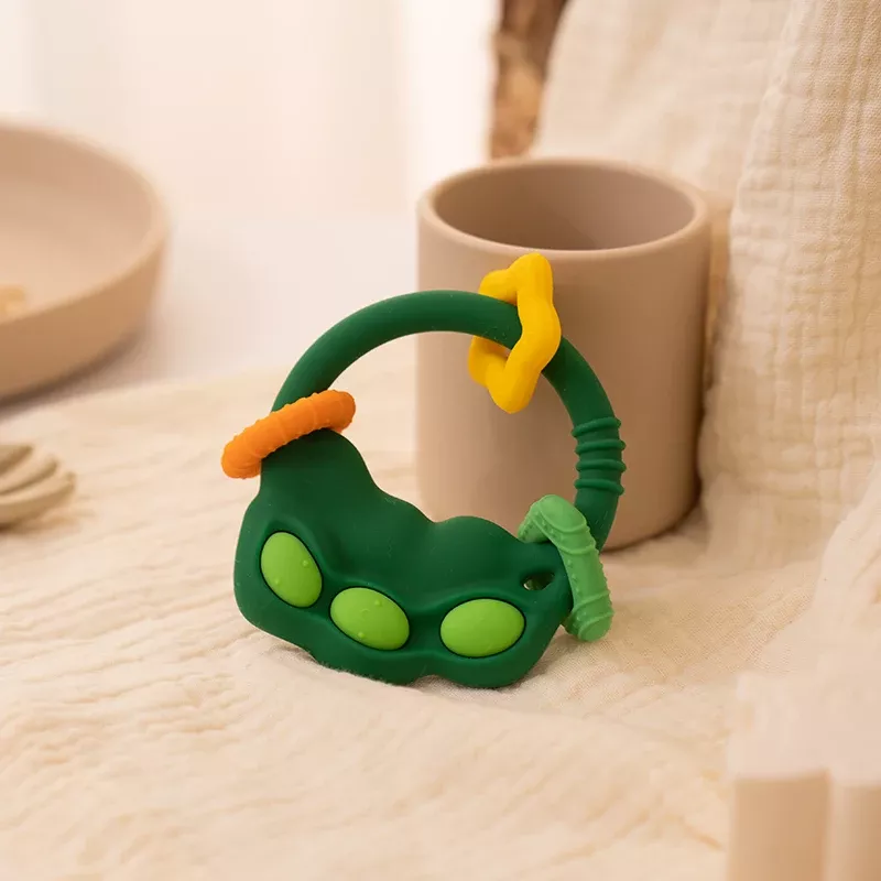 Baby Silicone Teether Pea-Shaped BPA-Free Chewing Toy for Infants - Safe, Soft, and Fun - Image 3