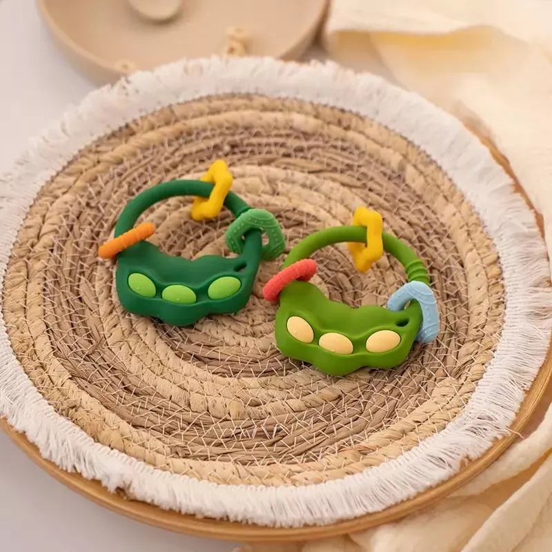 Baby Silicone Teether Pea-Shaped BPA-Free Chewing Toy for Infants - Safe, Soft, and Fun