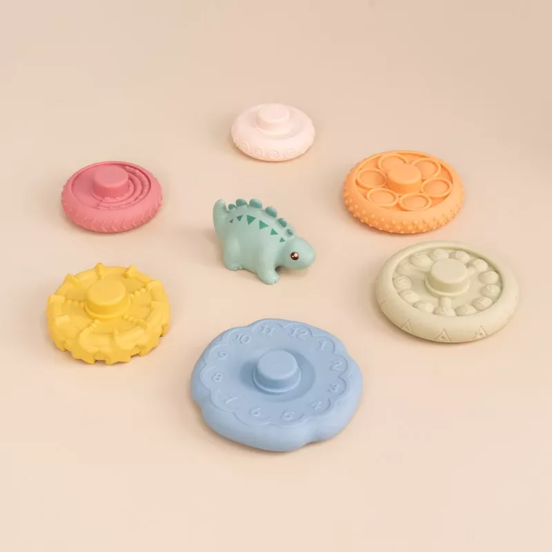 7-Piece Montessori Stacking Baby Toy Set with Dinosaur Squeeze Toy – Perfect Gift for Boys and Girls - Image 5