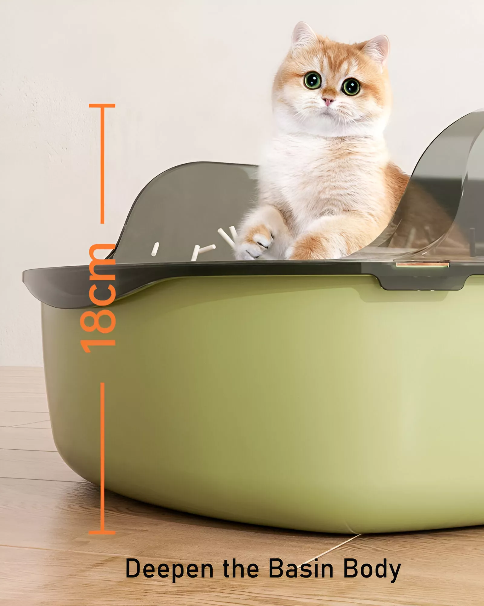 High-Side Splashproof Cat Litter Box with Scoop – Semi-Enclosed, Easy Clean Kitty Toilet - Image 6