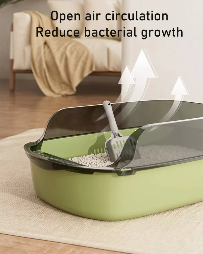 High-Side Splashproof Cat Litter Box with Scoop – Semi-Enclosed, Easy Clean Kitty Toilet - Image 4