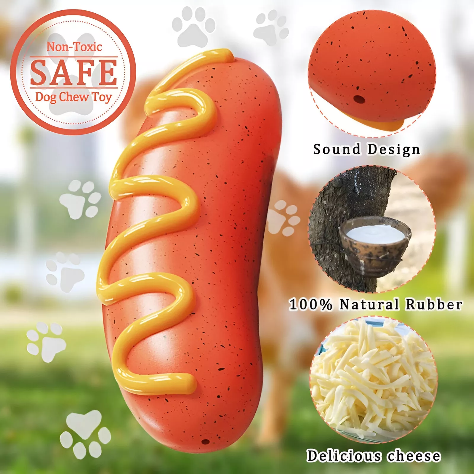 Indestructible Rubber Dog Chew Toy with Squeak - Image 2