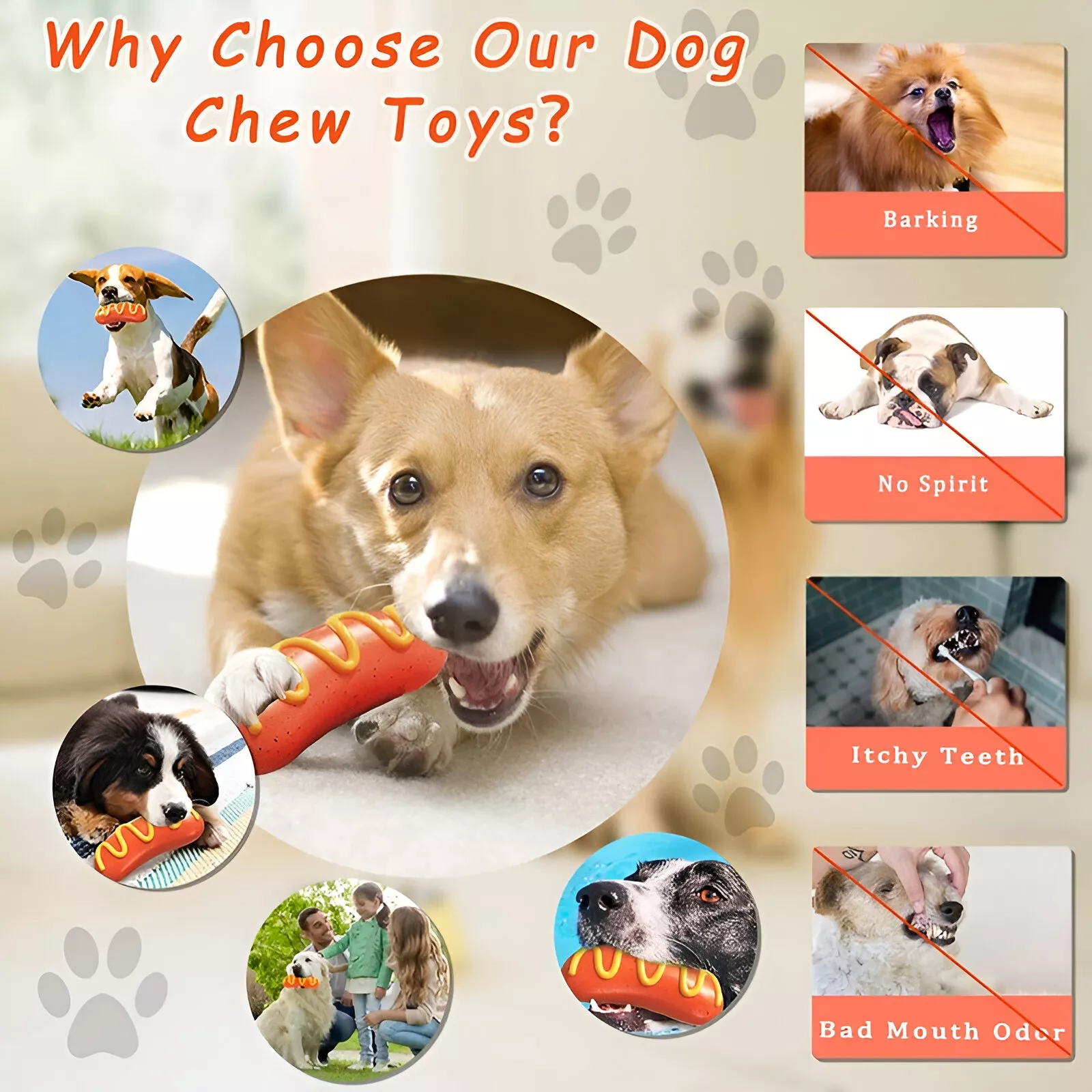 Indestructible Rubber Dog Chew Toy with Squeak - Image 5