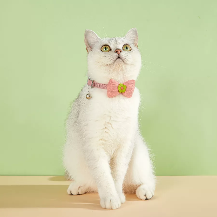 Plaid Bow Tie Cat & Small Dog Collar with Bell - Image 2