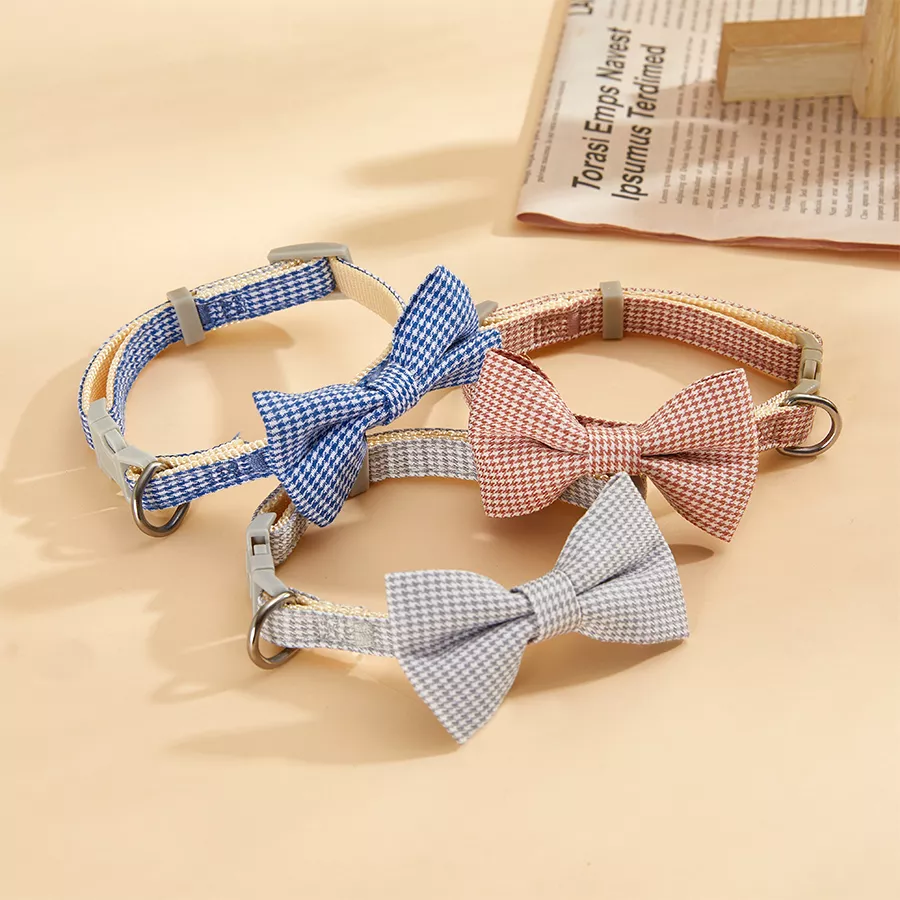 Plaid Bow Tie Cat & Small Dog Collar with Bell - Image 6