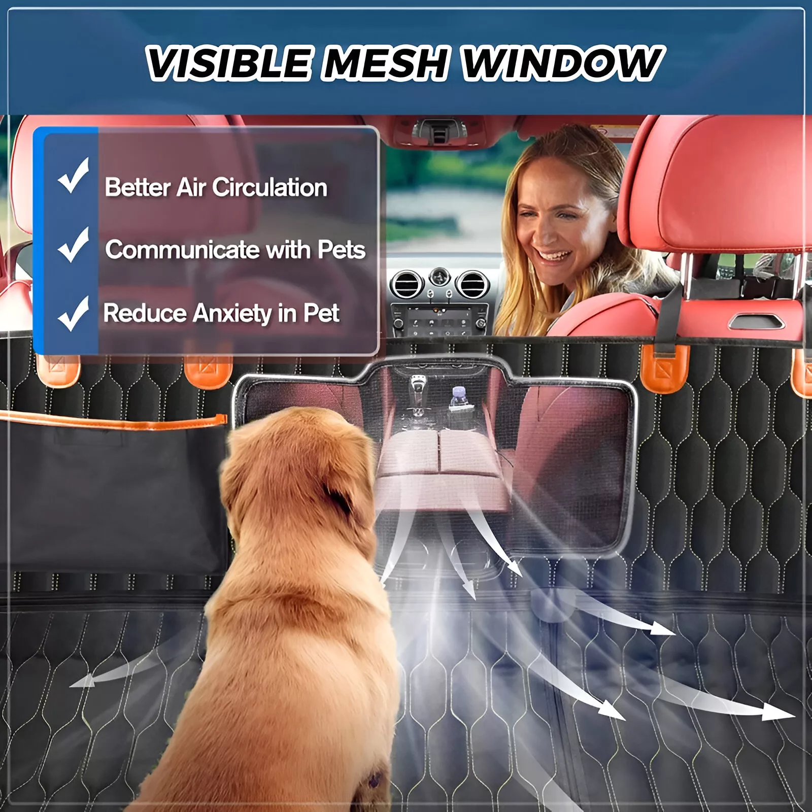 6-in-1 Dog Car Seat Cover Waterproof with Mesh Visual Window for Trucks & SUVs - Image 3