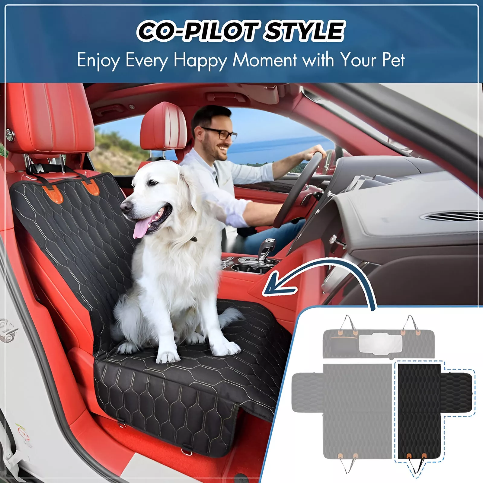 6-in-1 Dog Car Seat Cover Waterproof with Mesh Visual Window for Trucks & SUVs - Image 4