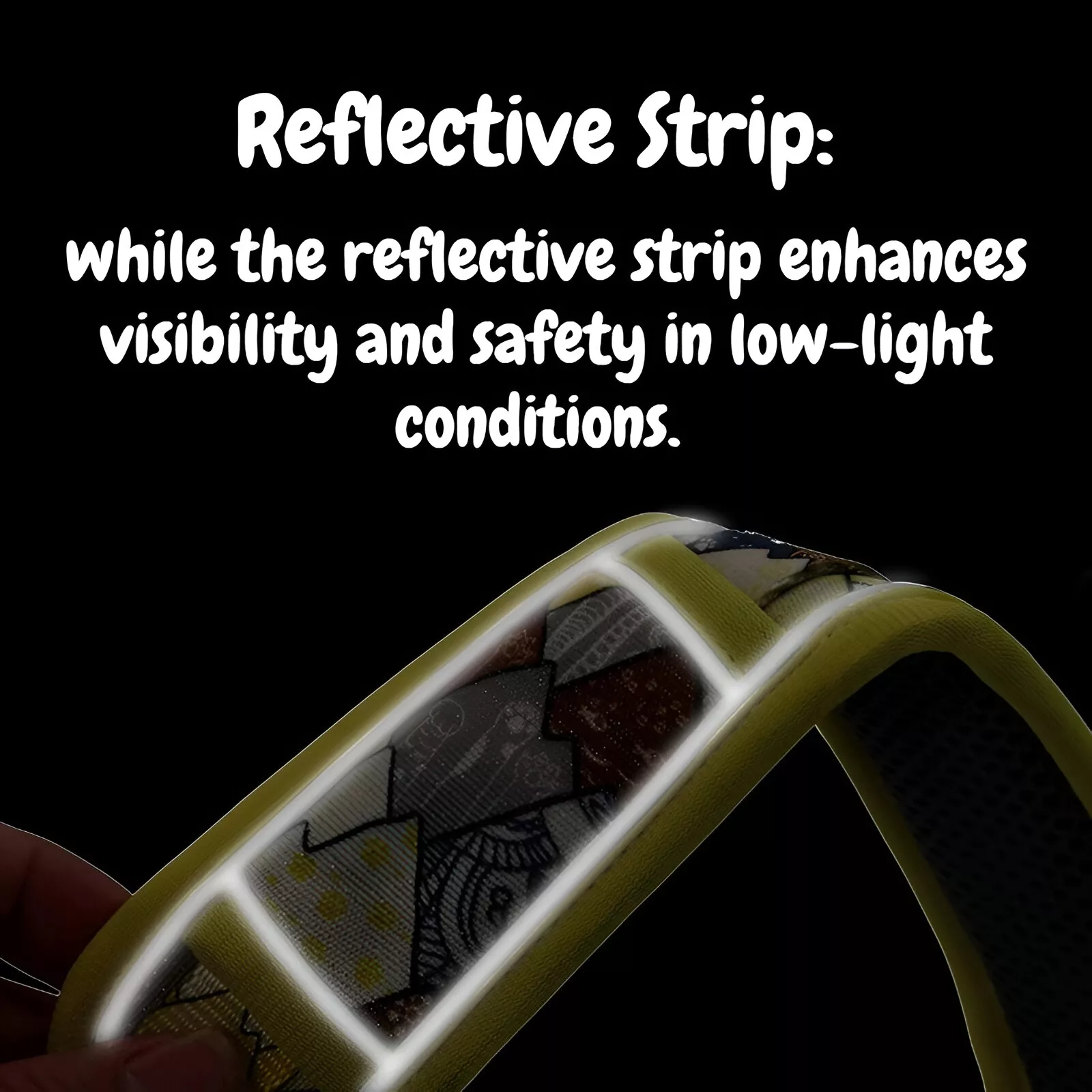 Wide Neck Breathable Dog Collar with Dual D-Rings & Reflective Strip - Image 4