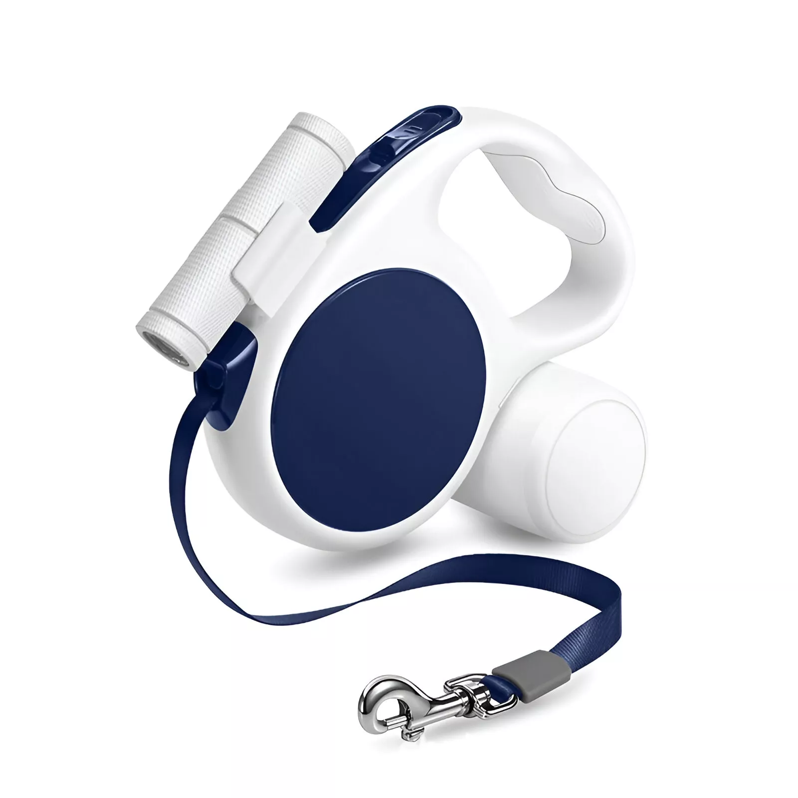 3-in-1 Retractable Dog Leash with LED Light & Poop Bag Holder