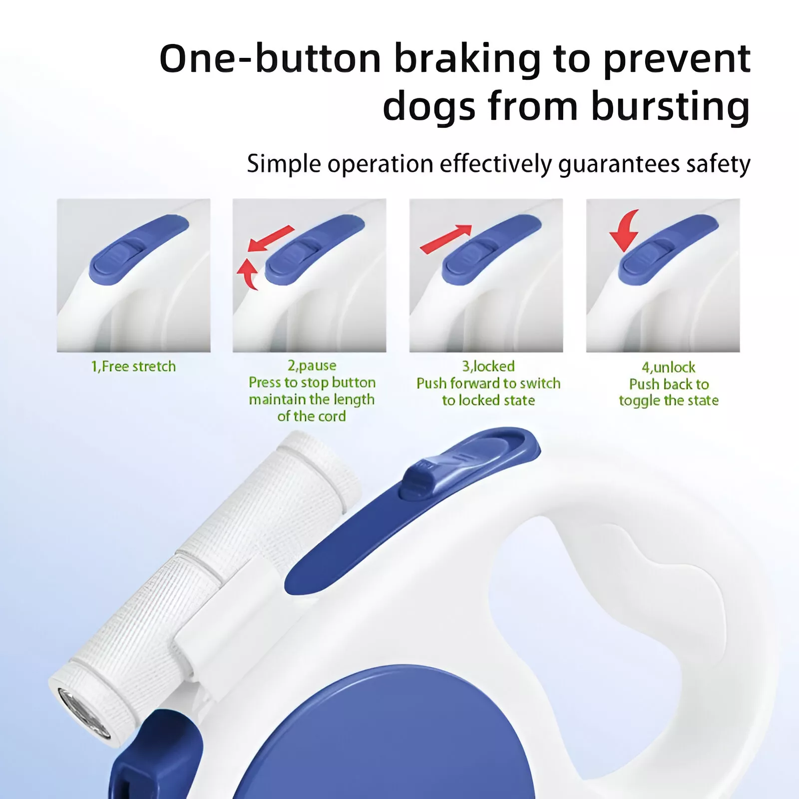 3-in-1 Retractable Dog Leash with LED Light & Poop Bag Holder - Image 5