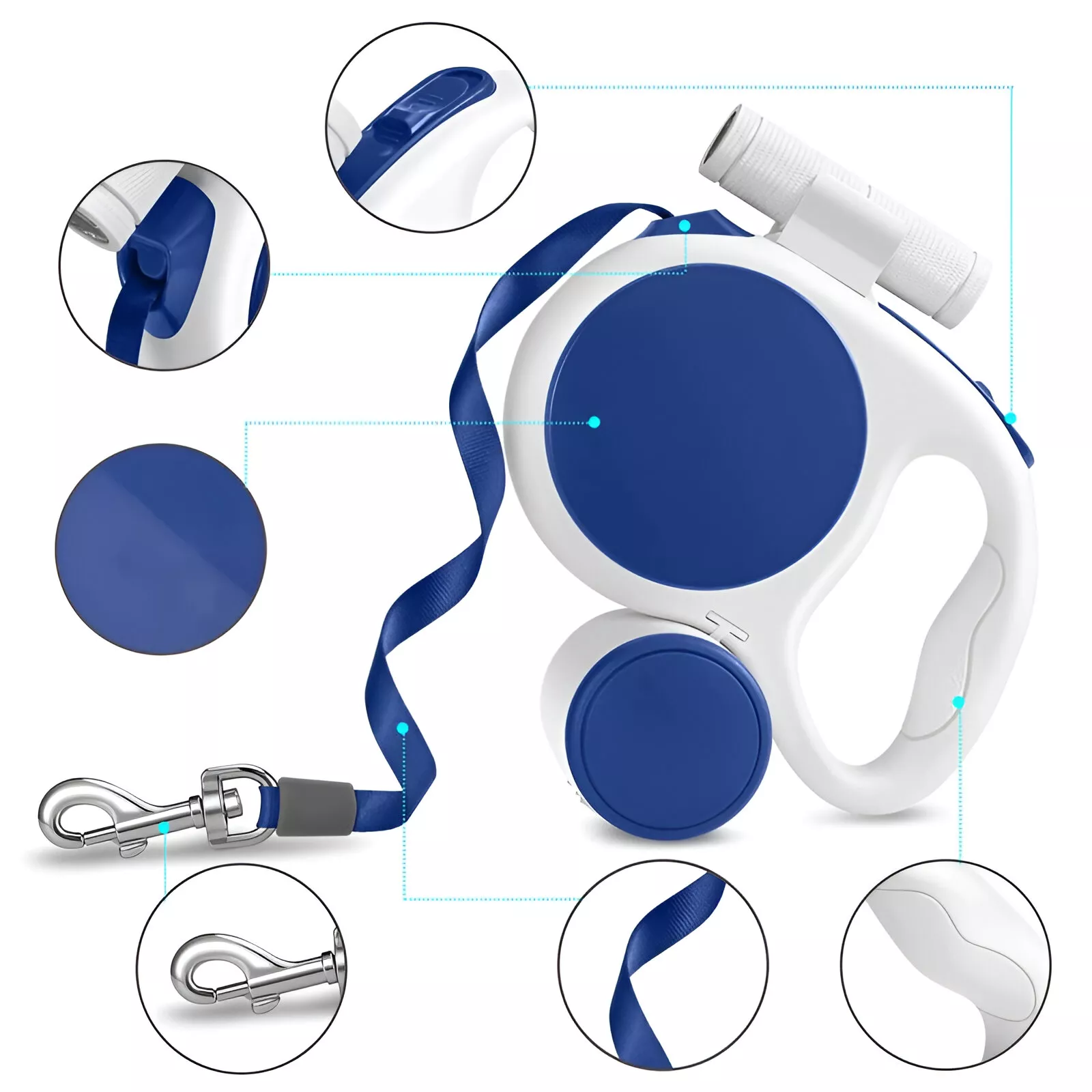 3-in-1 Retractable Dog Leash with LED Light & Poop Bag Holder - Image 4