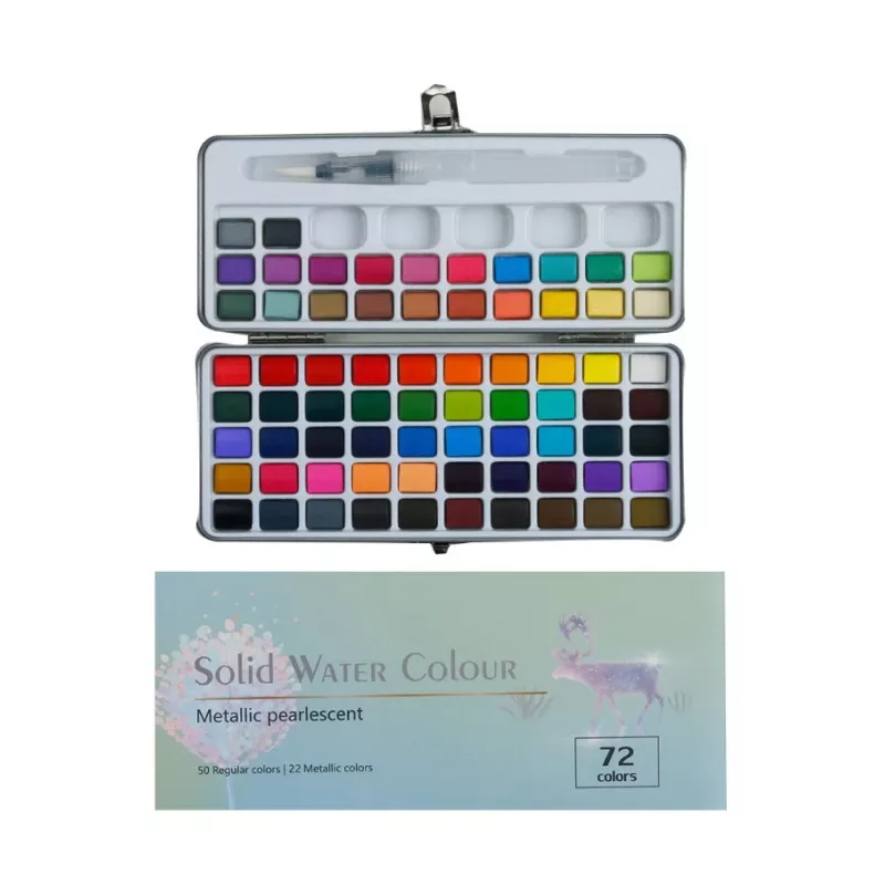 Professional Watercolor Paint Set with Glitter in Portable Metal Box - Image 9