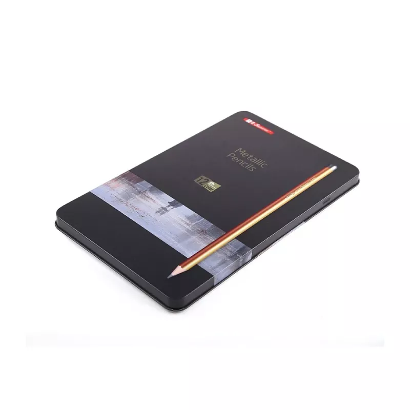 Non-Toxic Wood Set 12 Metallic Colored Pencils for Professional Artists - Image 6