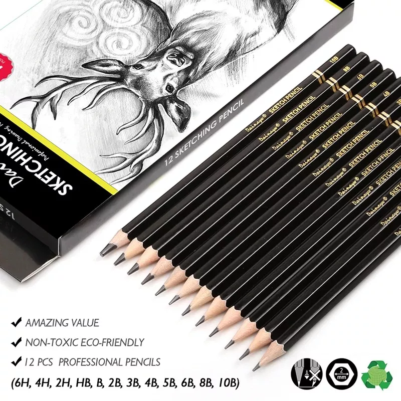 12-Piece Drawing and Sketching Pencil Set for Beginners and Professional Artists - Image 2