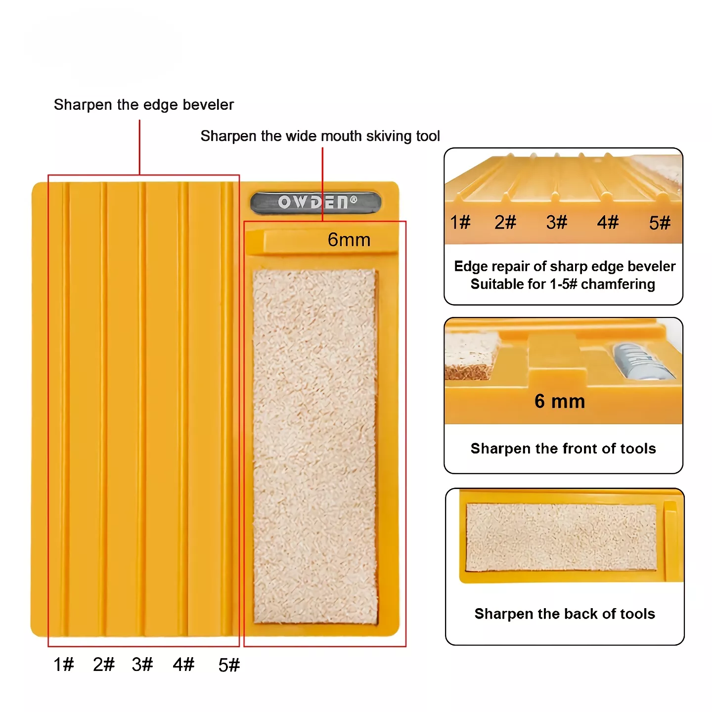 Extended Leather Edge Beveler Sharpener with Sandpaper - Image 4