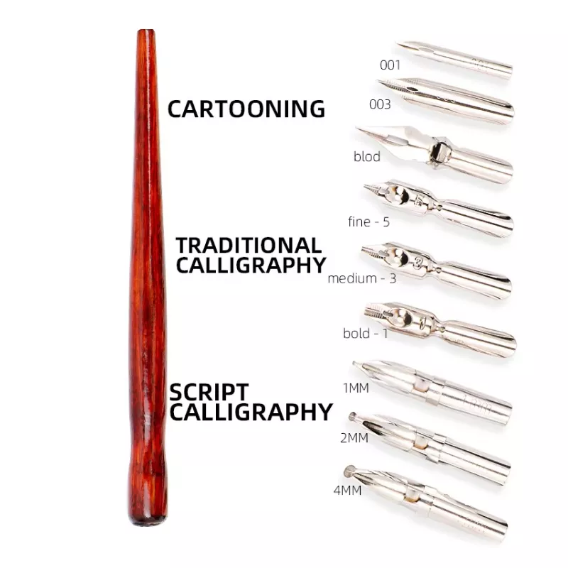 9 Calligraphy Nibs Dip Pen Set for Lettering, Sketching, and Art Drawing - Image 2