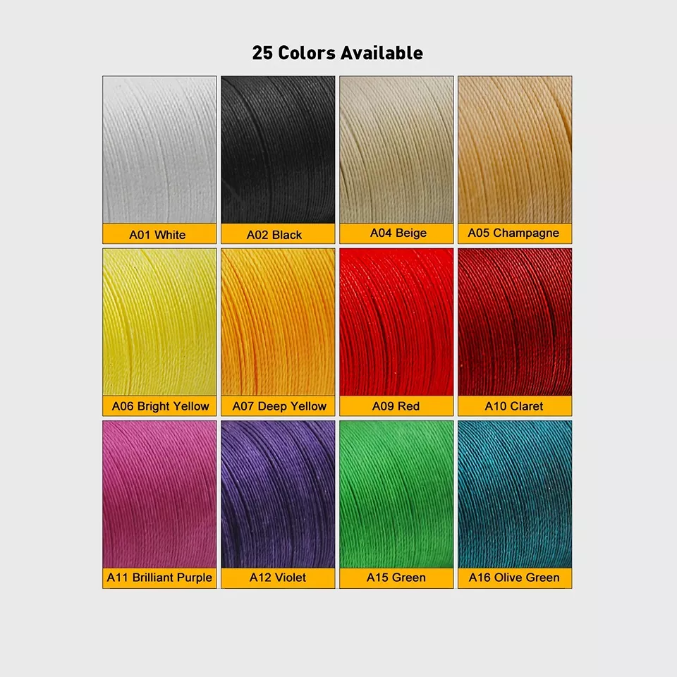 Premium Waxed Leather Sewing Thread - 25 Color Set, 0.35mm-0.65mm for Hand Stitching and Crafting - Image 6