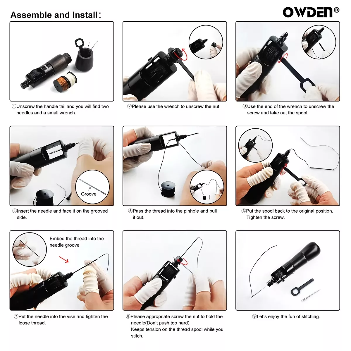 Leather Sewing Awl Tool Kit with Thread and Needle - Image 6