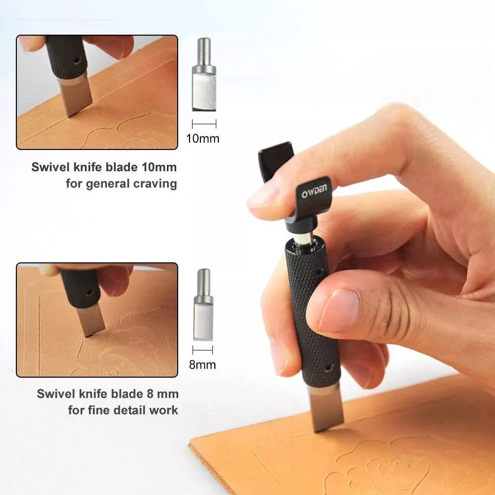 Adjustable Leather Swivel Knife Set with 2 Blades for Precision and General Leather Carving - Image 5
