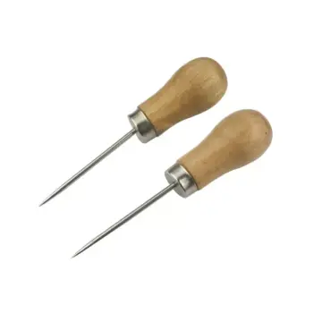 Leather Wood Handle Awl and Hole Punch Set
