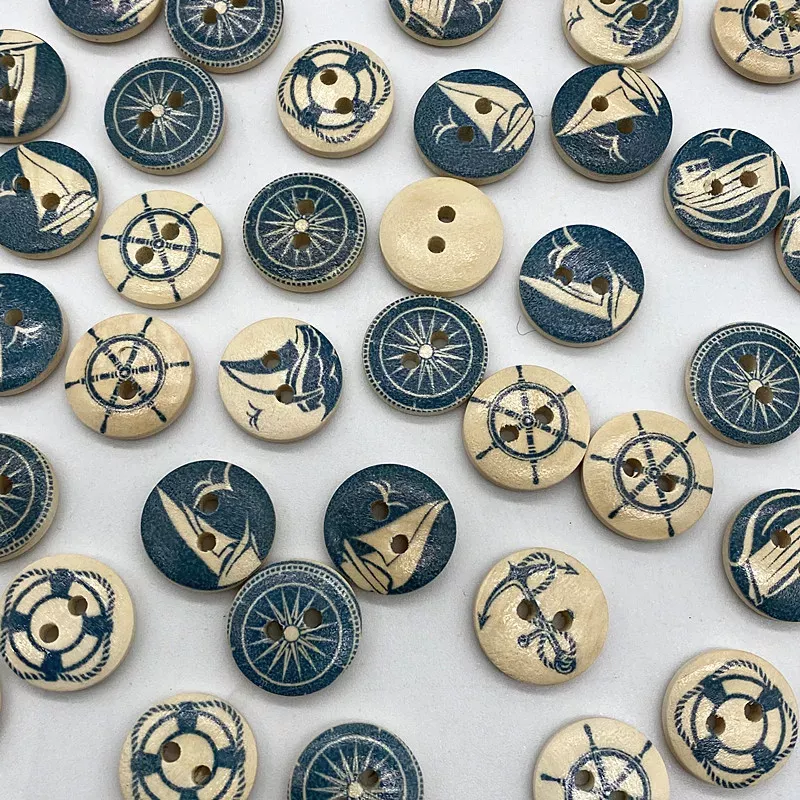 30Pcs 15mm Mixed Wood Buttons for Sewing, Scrapbooking, and Crafting - Image 4