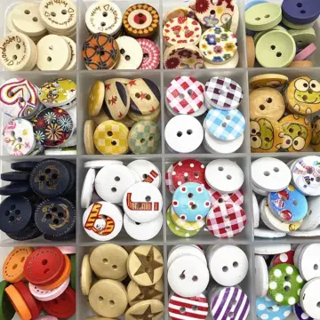 30Pcs 15mm Mixed Wood Buttons for Sewing, Scrapbooking, and Crafting