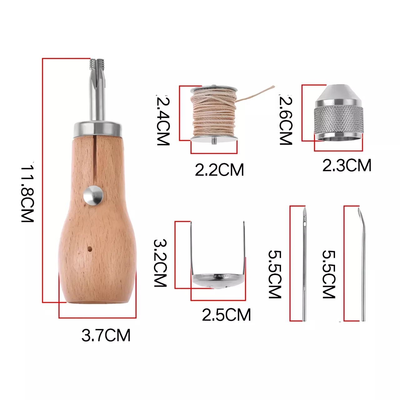 Leather Hand Sewing Kit with Needles, Waxed Thread & Awl – Heavy Duty Stitcher Set for Canvas, Leather, Fabric Repair - Image 6