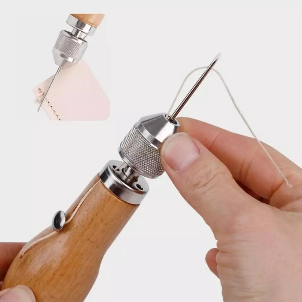 Leather Hand Sewing Kit with Needles, Waxed Thread & Awl – Heavy Duty Stitcher Set for Canvas, Leather, Fabric Repair