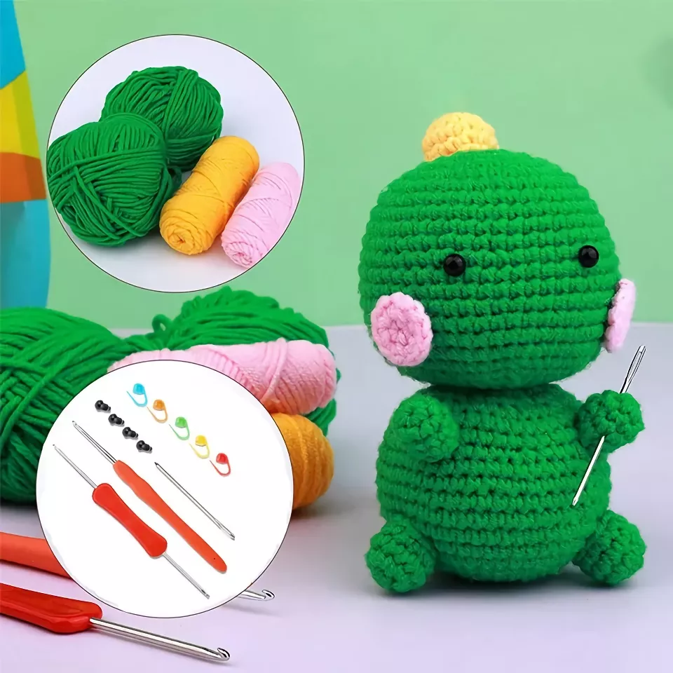 Dinosaur Doll Hand-Knitting Kit - DIY Crochet Ornament Package