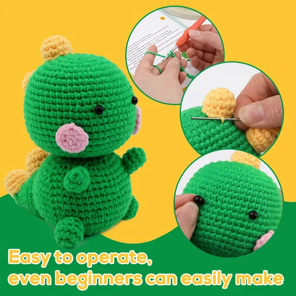 Dinosaur Doll Hand-Knitting Kit - DIY Crochet Ornament Package - Image 5