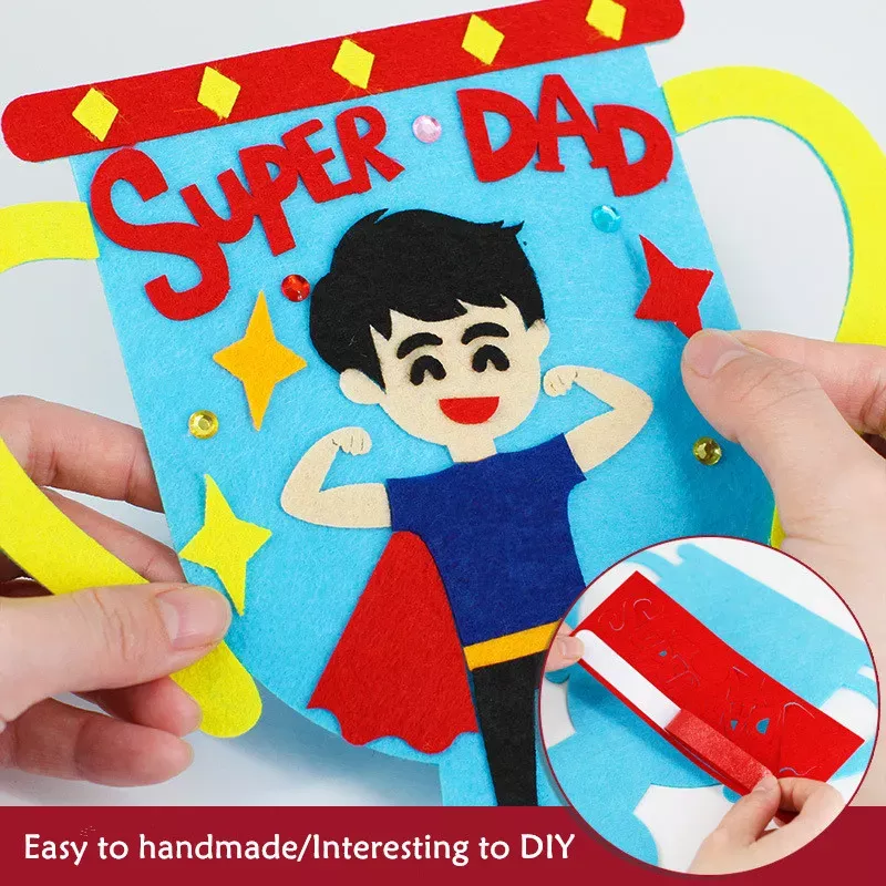 DIY Non-Woven Fabric Dad Trophy Craft Kit – Handmade Father's Day Gift for Kids - Image 4
