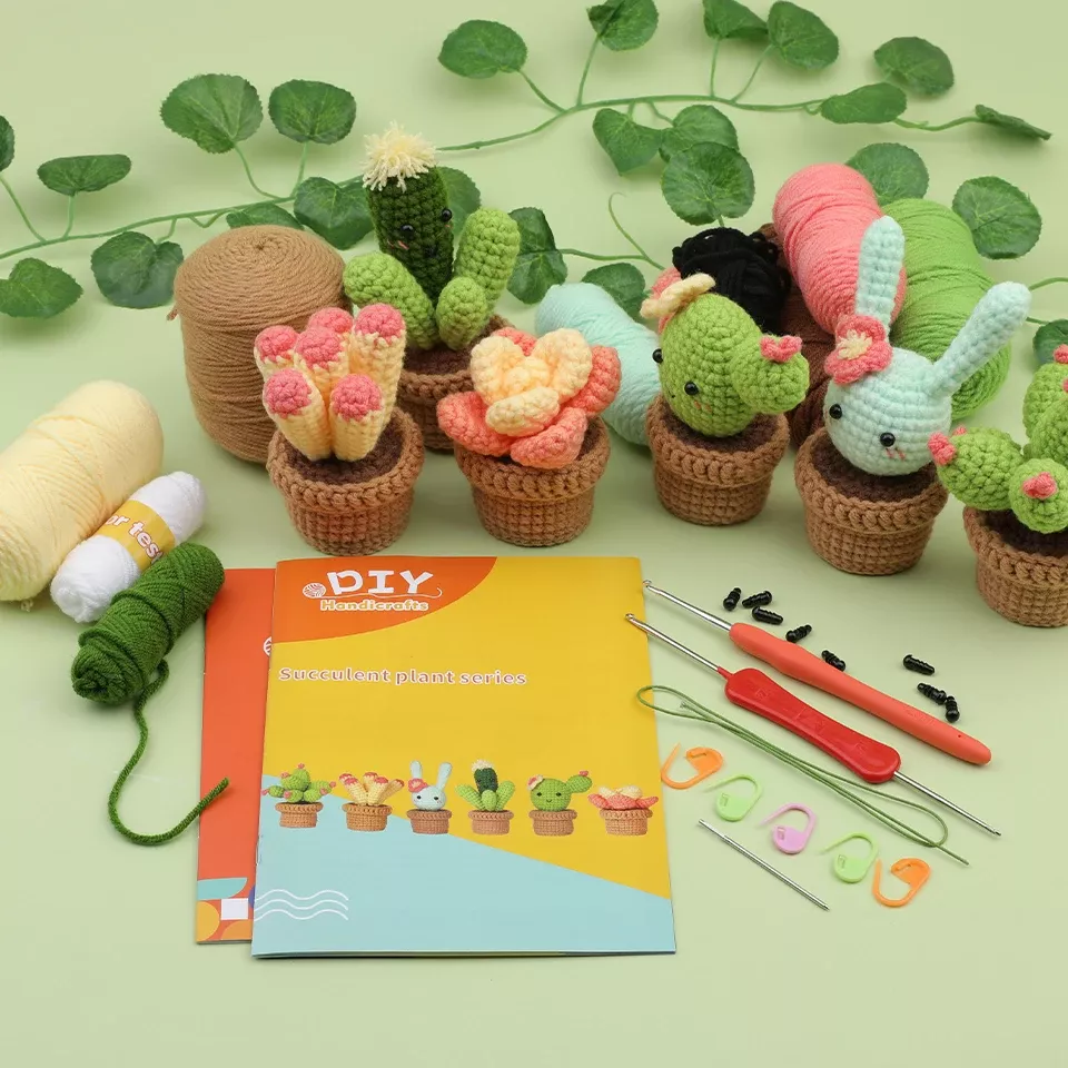 Crochet Starter Kit with Yarn, Hooks, Stitch Markers & Eyes for Beginners