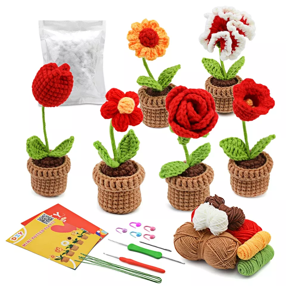 6-Piece Crochet Flower Kit for Beginners with Video Tutorial - Image 6